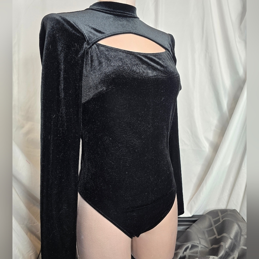 Elegant Black Velvet Bodysuit
